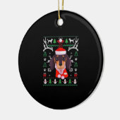 Dachshund Dog Ugly Christmas Classic T-Shirt Keramik Ornament (Links)