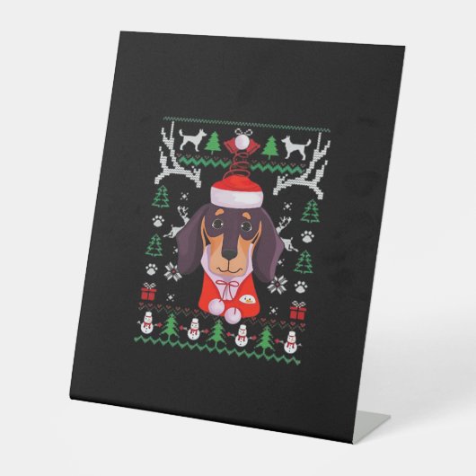 Dachshund Dog Ugly Christmas Classic T-Shirt Sockelschild (Vorderseite)