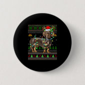 Dachshund Dog Ugly Christmas Sweaters Holiday Sant Button (Vorderseite)