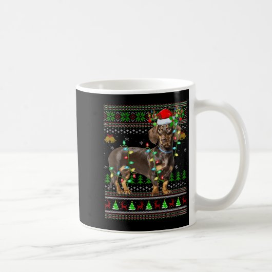 Dachshund Dog Ugly Christmas Sweaters Holiday Sant Kaffeetasse (Rechts)
