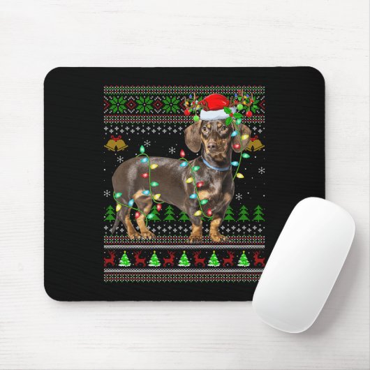 Dachshund Dog Ugly Christmas Sweaters Holiday Sant Mousepad (Mit Mouse)