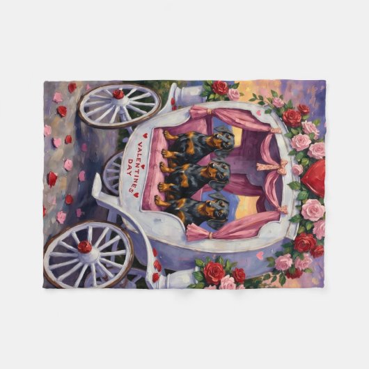 Dachshund Dog Valentine's Day Fleecedecke (Vorderseite (Horizontal))