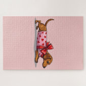 Dachshund Dog Valentine's Day Wrapped Gift Art Puzzle (Horizontal)