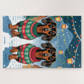 Dachshund Dogs Christmas Snow Holiday Puzzle (Horizontal)