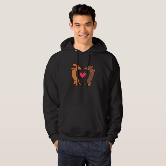 Dachshund Dogs Heart Wiener Valentines Day Men Wom Hoodie (Vorne ganz)
