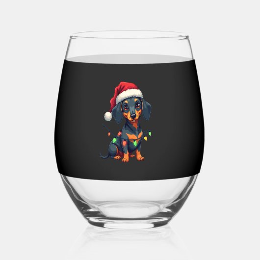 Dachshund Dogs Tree Christmas Sweater Xmas Gifts F Weinglas Ohne Stiel (Vorderseite)