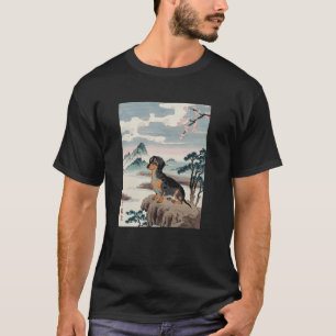 Dachshund Doxie Japanische Kunst Kyosai Vintage Ja T-Shirt