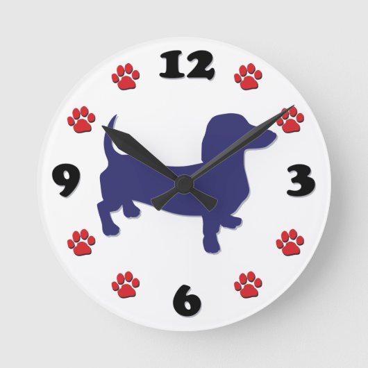 Dachshund, Doxie Wall Clock Runde Wanduhr (Vorderseite)