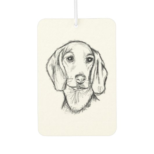 Dachshund Drawn Sketch Black Puppy Dog Autolufterfrischer (Vorderseite)