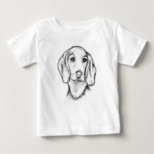 Dachshund Drawn Sketch Black Puppy Dog Baby T-shirt