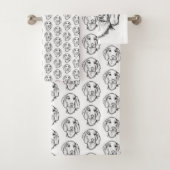 Dachshund Drawn Sketch Black Puppy Dog Badhandtuch Set (Insitu)