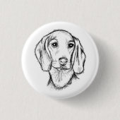Dachshund Drawn Sketch Black Puppy Dog Button (Vorderseite)