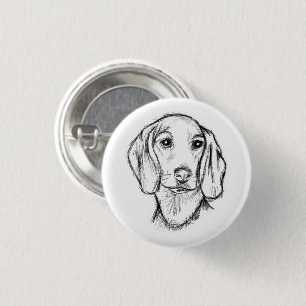 Dachshund Drawn Sketch Black Puppy Dog Button