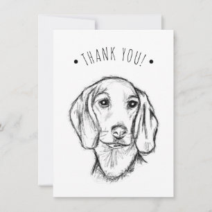 Dachshund Drawn Sketch Black Puppy Dog Dankeskarte