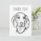Dachshund Drawn Sketch Black Puppy Dog Dankeskarte (Stehend Vorderseite)