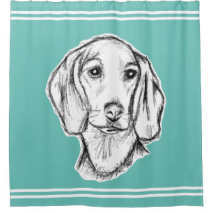 Dachshund Drawn Sketch Black Puppy Dog Duschvorhang