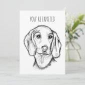 Dachshund Drawn Sketch Black Puppy Dog Einladung (Stehend Vorderseite)