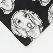 Dachshund Drawn Sketch Black Puppy Dog Fleecedecke (Ecke)