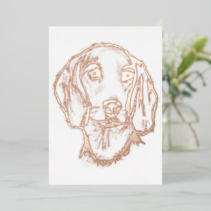 Dachshund Drawn Sketch Black Puppy Dog Folieneinladung