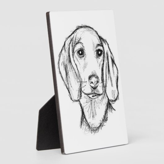 Dachshund Drawn Sketch Black Puppy Dog Fotoplatte (Seite)