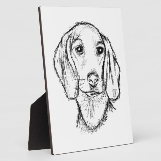 Dachshund Drawn Sketch Black Puppy Dog Fotoplatte (Seite)