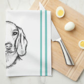 Dachshund Drawn Sketch Black Puppy Dog Geschirrtuch (Viertel Falte)