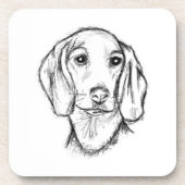 Dachshund Drawn Sketch Black Puppy Dog Getränkeuntersetzer (Vorderseite)