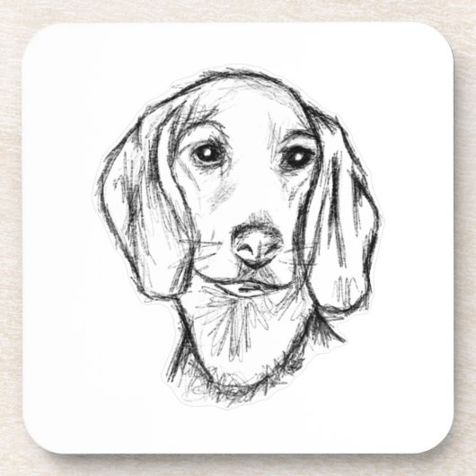 Dachshund Drawn Sketch Black Puppy Dog Getränkeuntersetzer (Vorderseite)