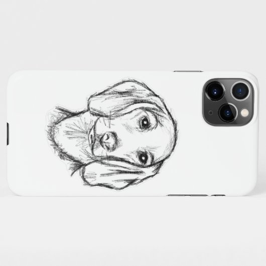 Dachshund Drawn Sketch Black Puppy Dog iPhone Hülle (Rückseite (Horizontal))