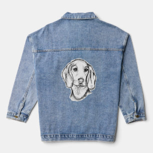 Dachshund Drawn Sketch Black Puppy Dog Jeansjacke