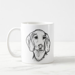 Dachshund Drawn Sketch Black Puppy Dog Kaffeetasse