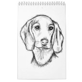 Dachshund Drawn Sketch Black Puppy Dog Kalender (Titelbild)