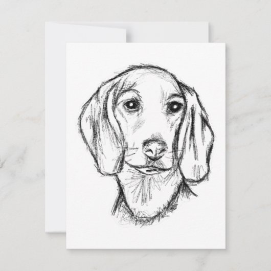 Dachshund Drawn Sketch Black Puppy Dog Karte (Vorderseite)
