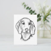 Dachshund Drawn Sketch Black Puppy Dog Karte (Stehend Vorderseite)