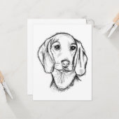 Dachshund Drawn Sketch Black Puppy Dog Karte (Vorderseite/Rückseite Beispiel)