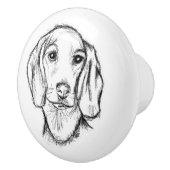 Dachshund Drawn Sketch Black Puppy Dog Keramikknauf (Rechts)