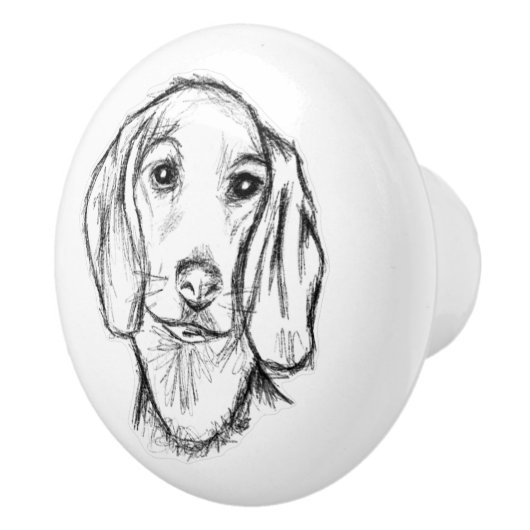 Dachshund Drawn Sketch Black Puppy Dog Keramikknauf (Rechts)