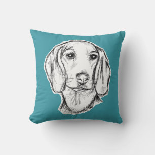 Dachshund Drawn Sketch Black Puppy Dog Kissen