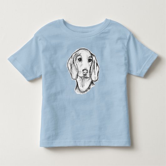Dachshund Drawn Sketch Black Puppy Dog Kleinkind T-shirt (Vorderseite)