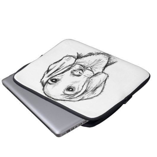 Dachshund Drawn Sketch Black Puppy Dog Laptopschutzhülle (Vorne Knopf)