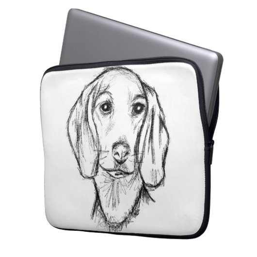 Dachshund Drawn Sketch Black Puppy Dog Laptopschutzhülle (Vorderseite Links)