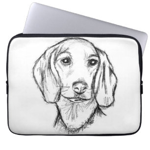 Dachshund Drawn Sketch Black Puppy Dog Laptopschutzhülle