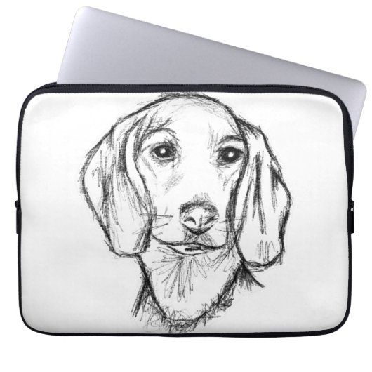 Dachshund Drawn Sketch Black Puppy Dog Laptopschutzhülle (Vorderseite)
