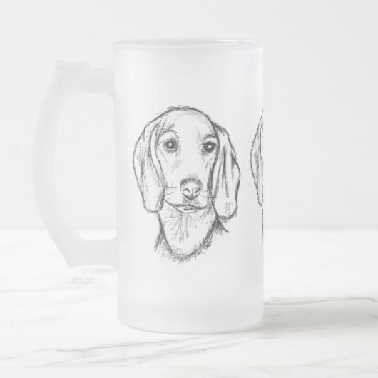 Dachshund Drawn Sketch Black Puppy Dog Mattglas Bierglas (Links)
