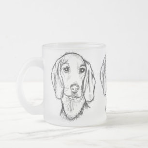Dachshund Drawn Sketch Black Puppy Dog Mattglastasse