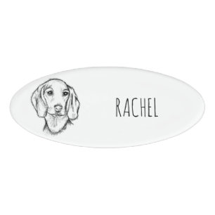 Dachshund Drawn Sketch Black Puppy Dog Namenschild