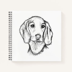 Dachshund Drawn Sketch Black Puppy Dog Notizblock