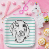 Dachshund Drawn Sketch Black Puppy Dog Pappteller (Party)