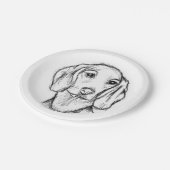 Dachshund Drawn Sketch Black Puppy Dog Pappteller (Schrägansicht)