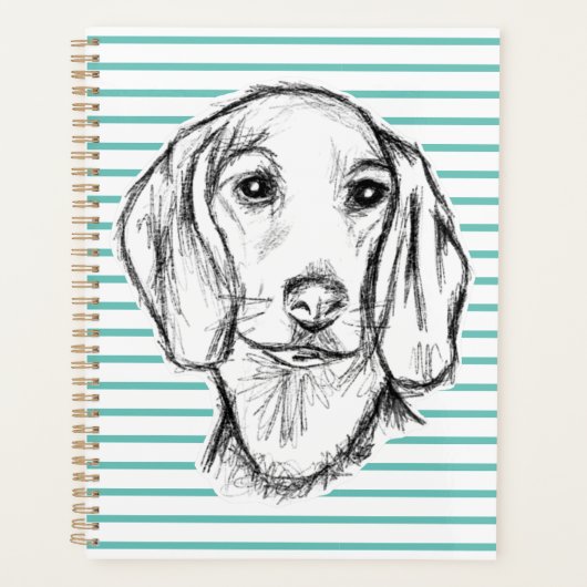 Dachshund Drawn Sketch Black Puppy Dog Planer (Vorderseite)